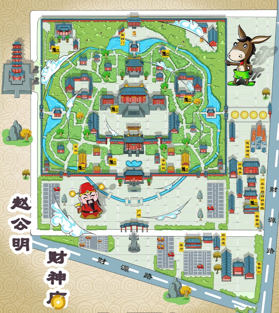 阳谷寺庙类手绘地图